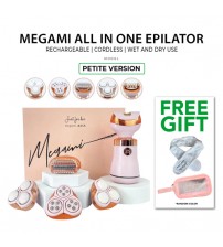 MEGAMI ALL IN ONE Cordless Rechargeable Epilator;  Shaver; Massager; Face Cleansing Brush; Foot Callus Remover  - PETITE VERSION (NEW & UPGRADED VERSION)